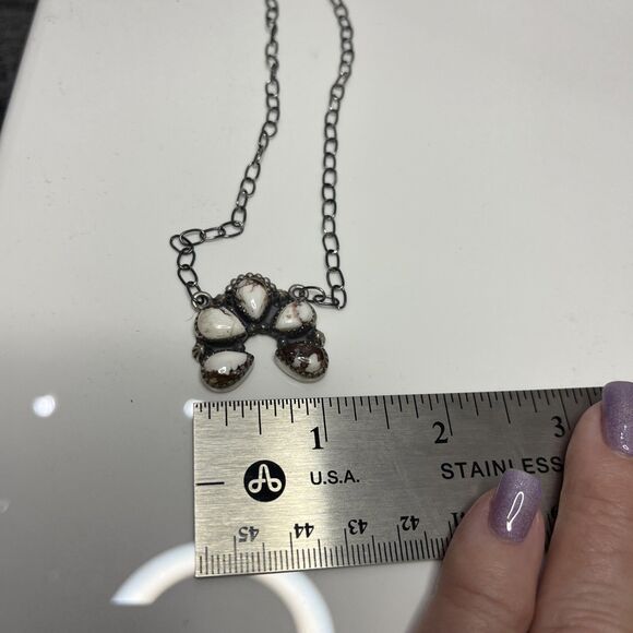 STERLING SILVER NATIVE AMERICAN SW WILD HORSE NECKLACE 16” w/extender Gunmetal - Picture 10 of 10